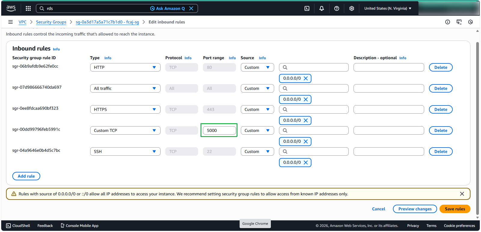 Security Group Inbound Rules
