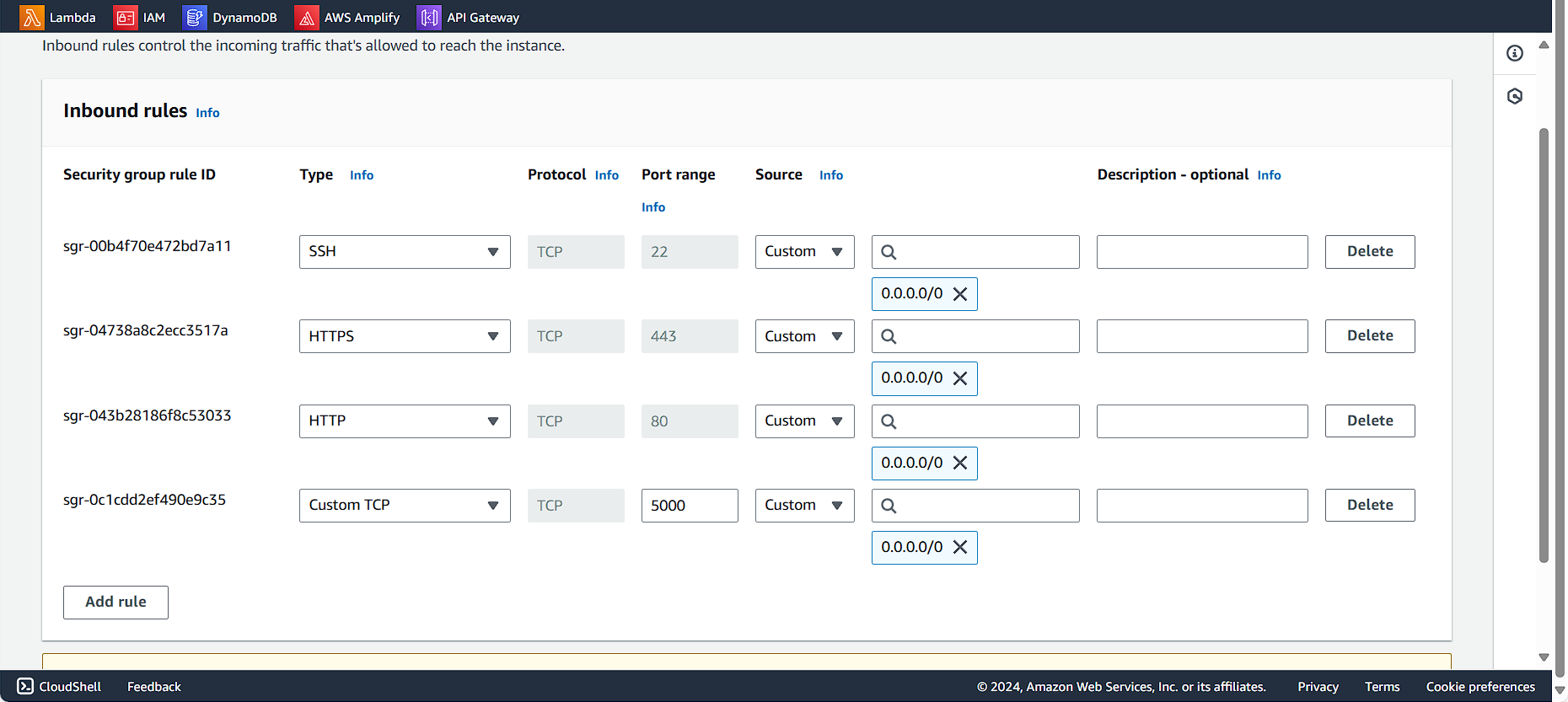 Security Group Inbound Rules