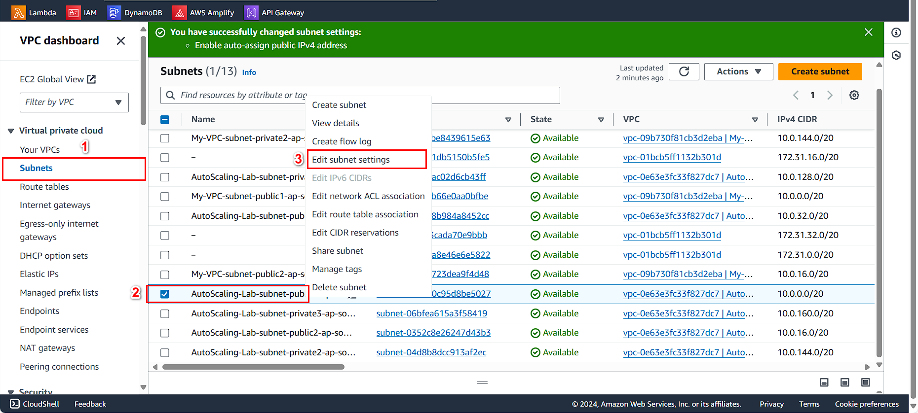 Edit Subnet Settings