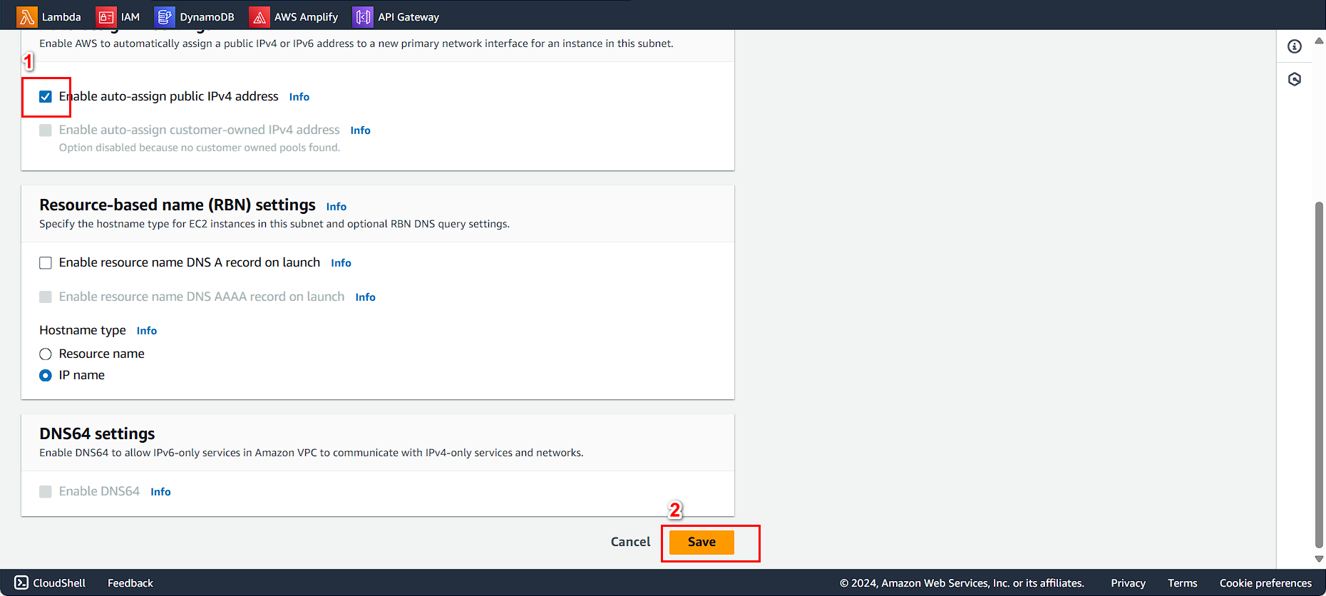 Enable Auto-assign Public IP
