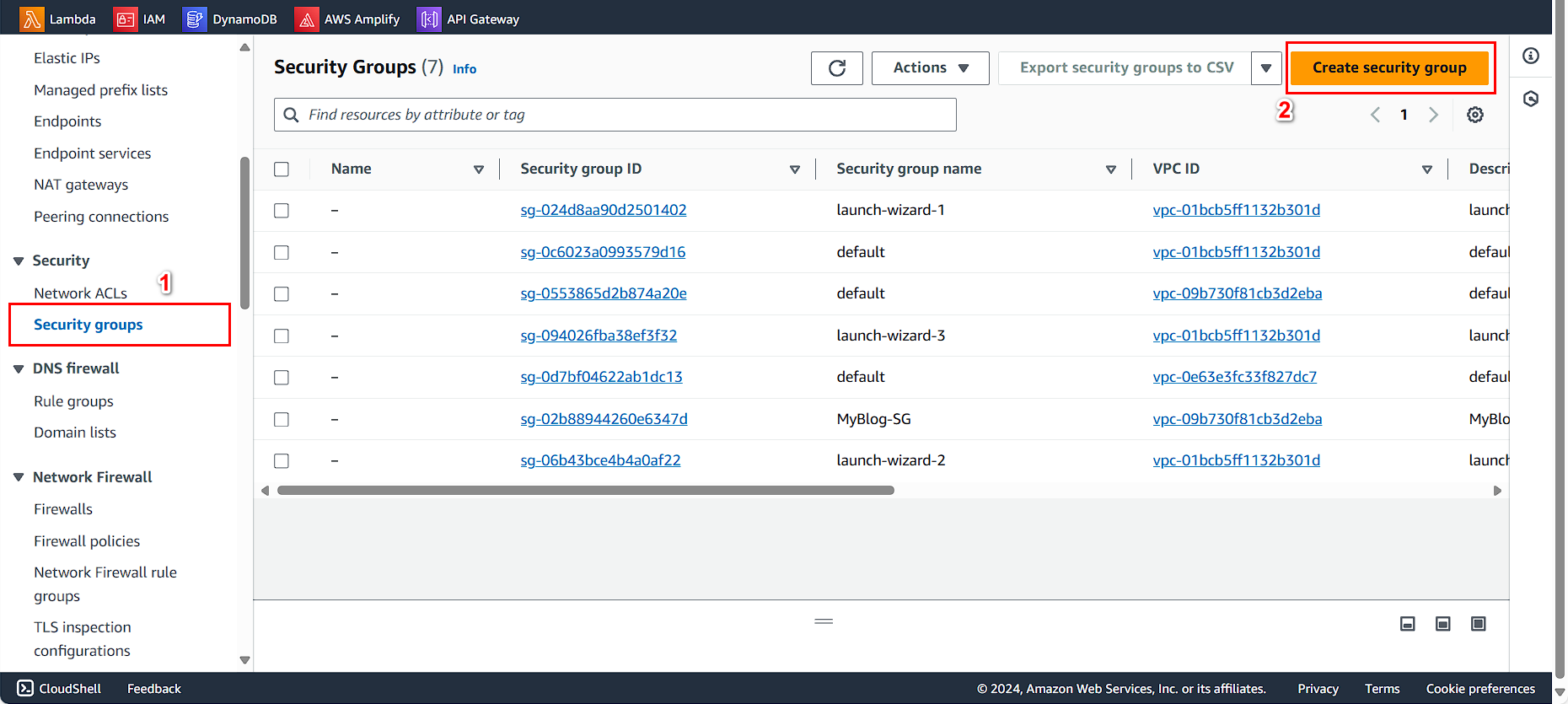Create Security Group