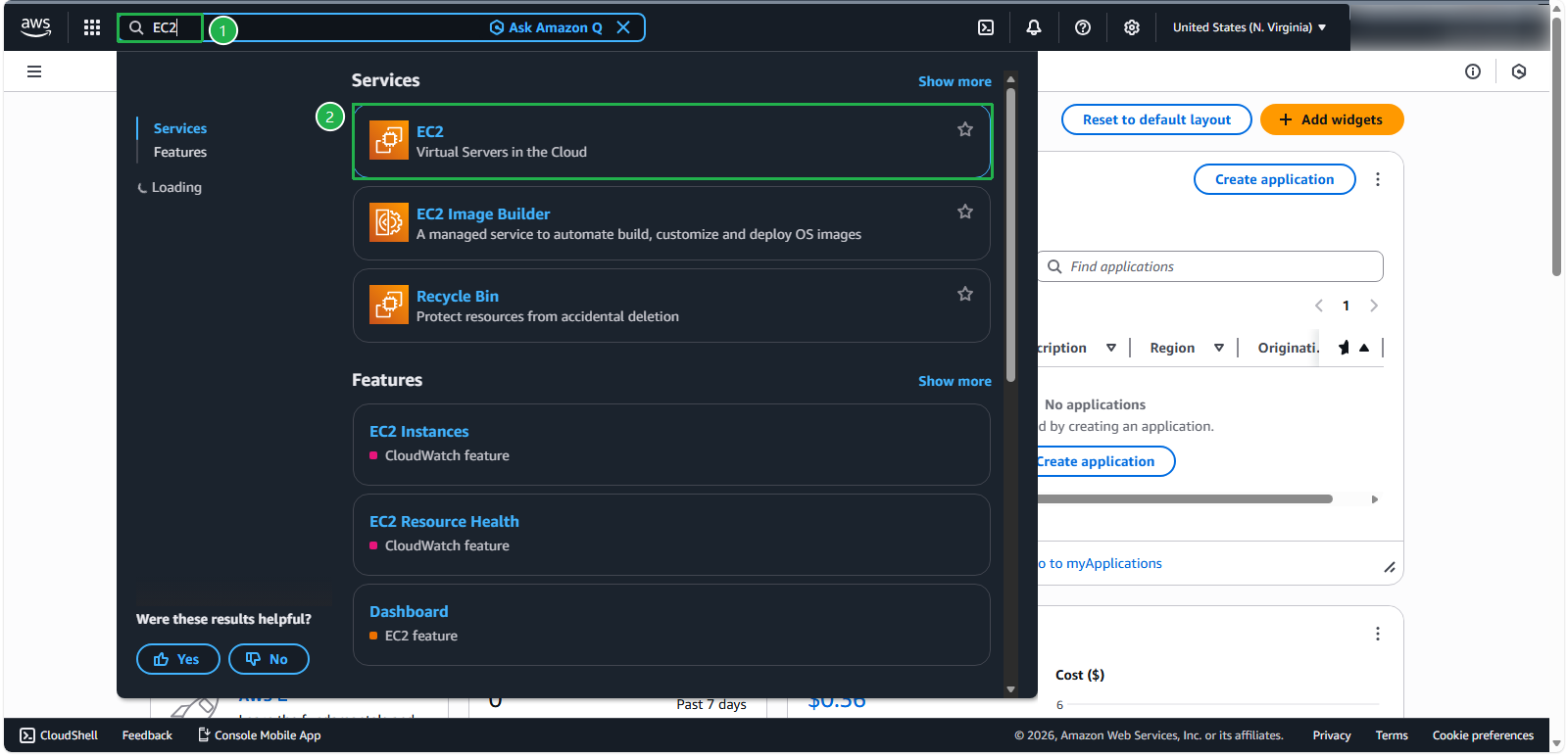 EC2 Console Navigation