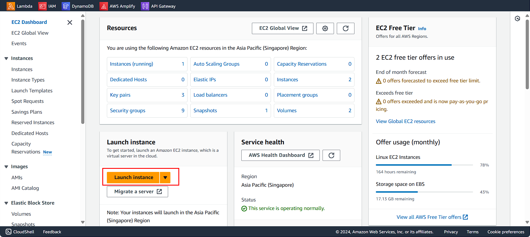 Launch Instances Button