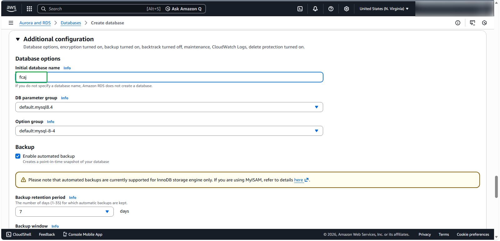 Initial Database Configuration