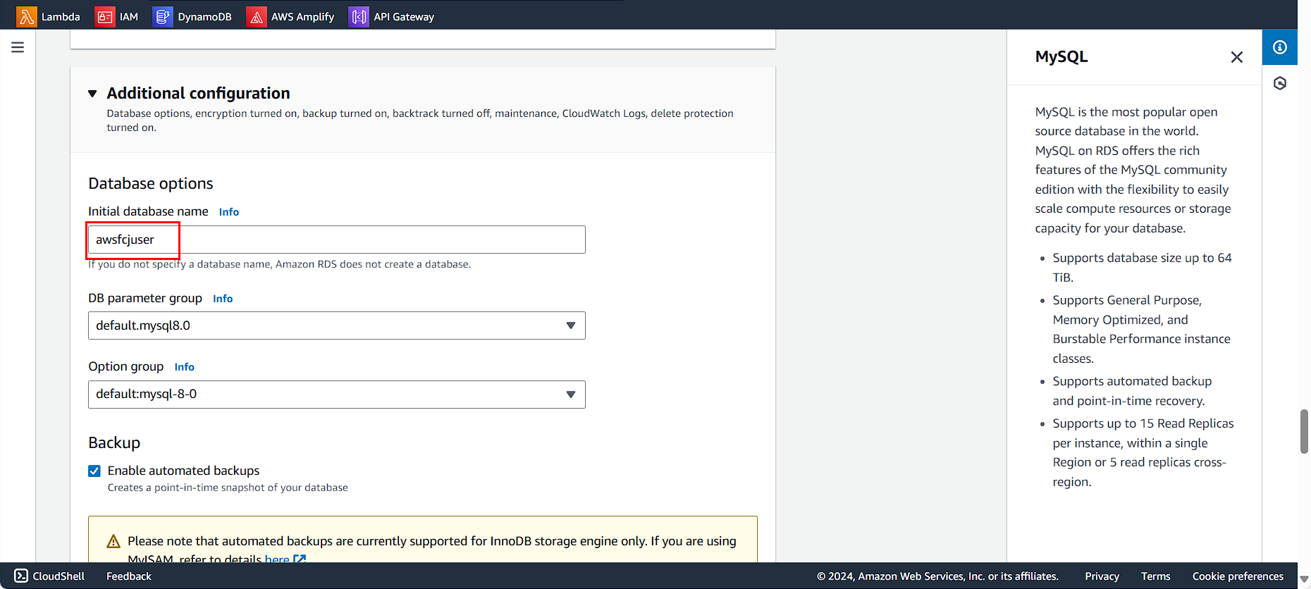 Initial Database Configuration