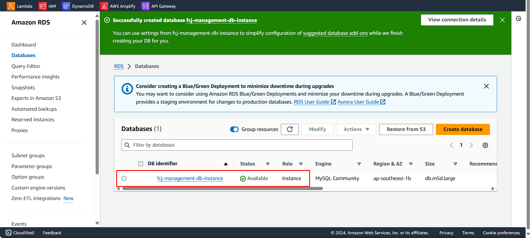 Database Created Successfully