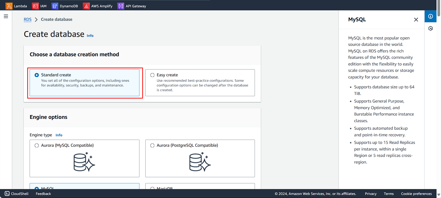 Standard Create Option