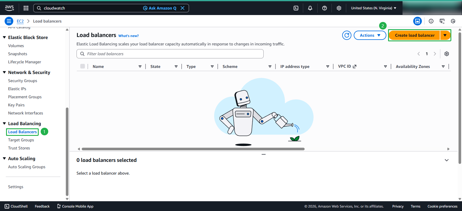 Load Balancer Creation Interface