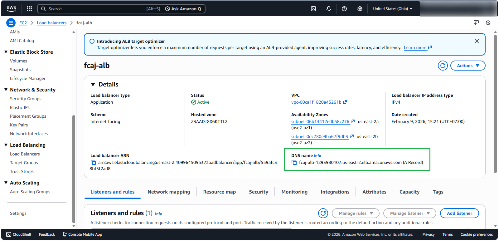 Accessing the Application via Load Balancer DNS
