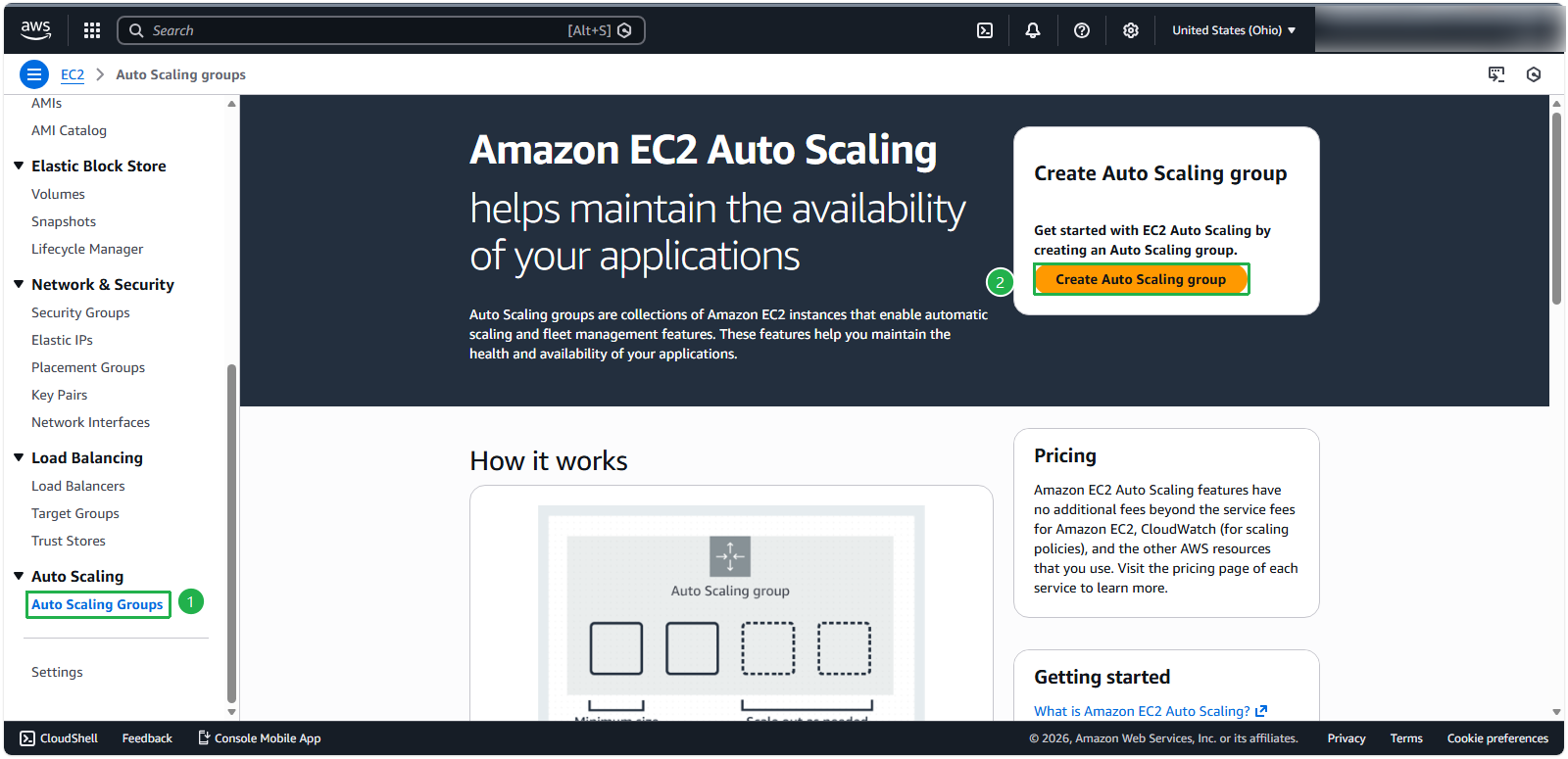 Auto Scaling Group Creation Interface
