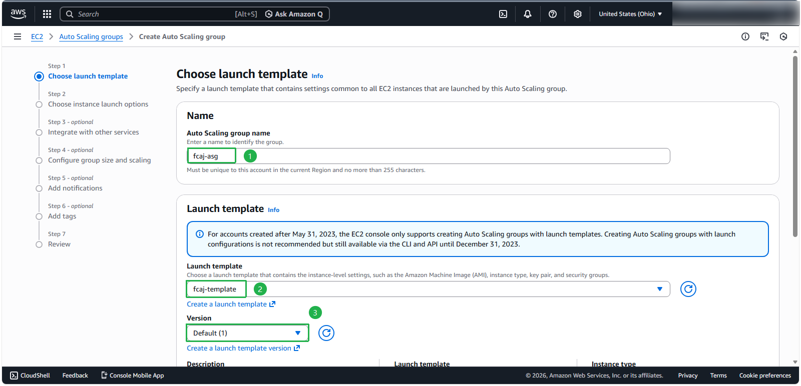 Launch Template Selection