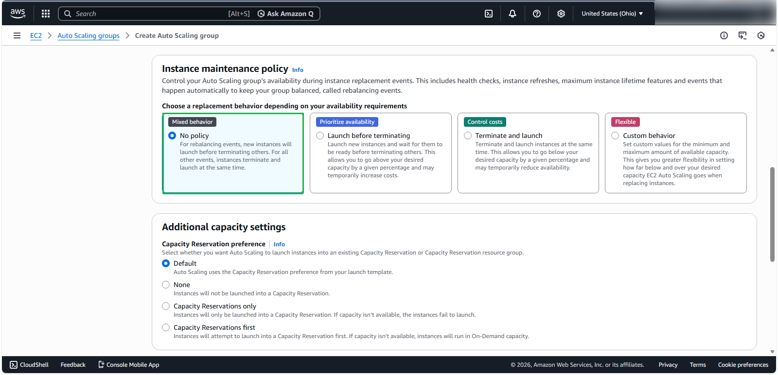 Instance Maintenance Configuration