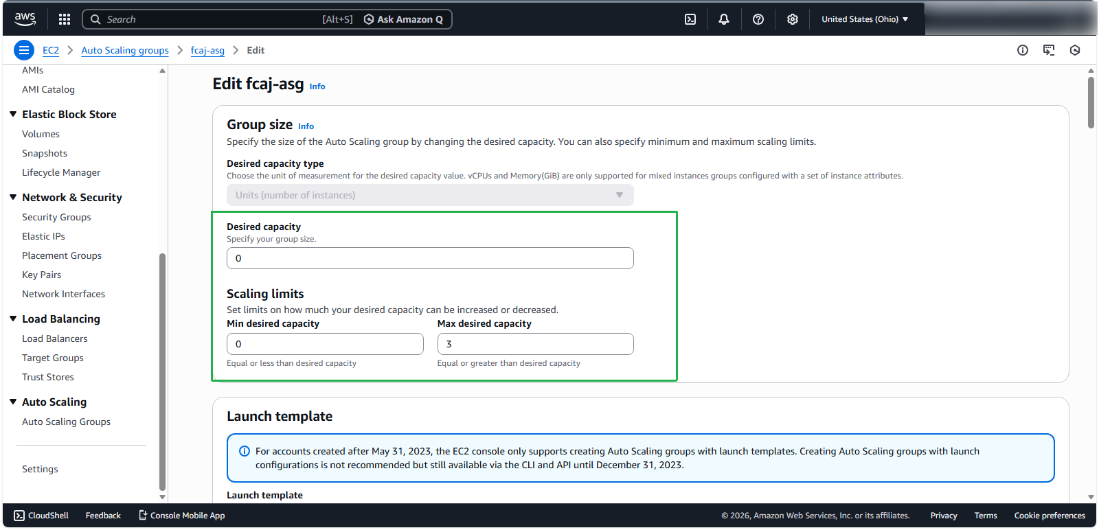 Scaling Down Configuration
