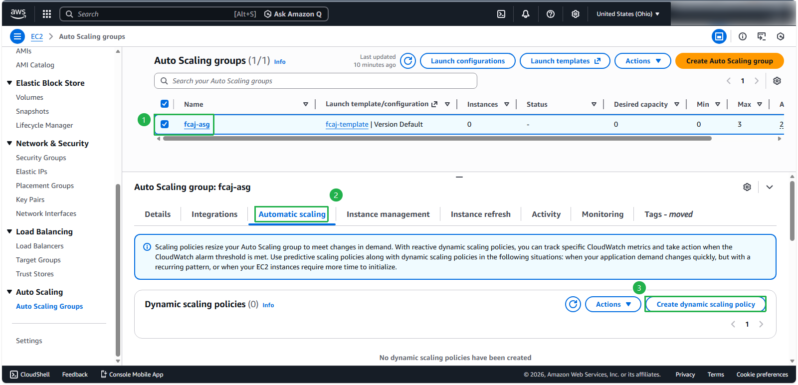 Scheduled Actions Section