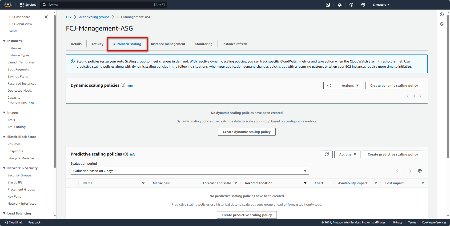 Scheduled Actions Section