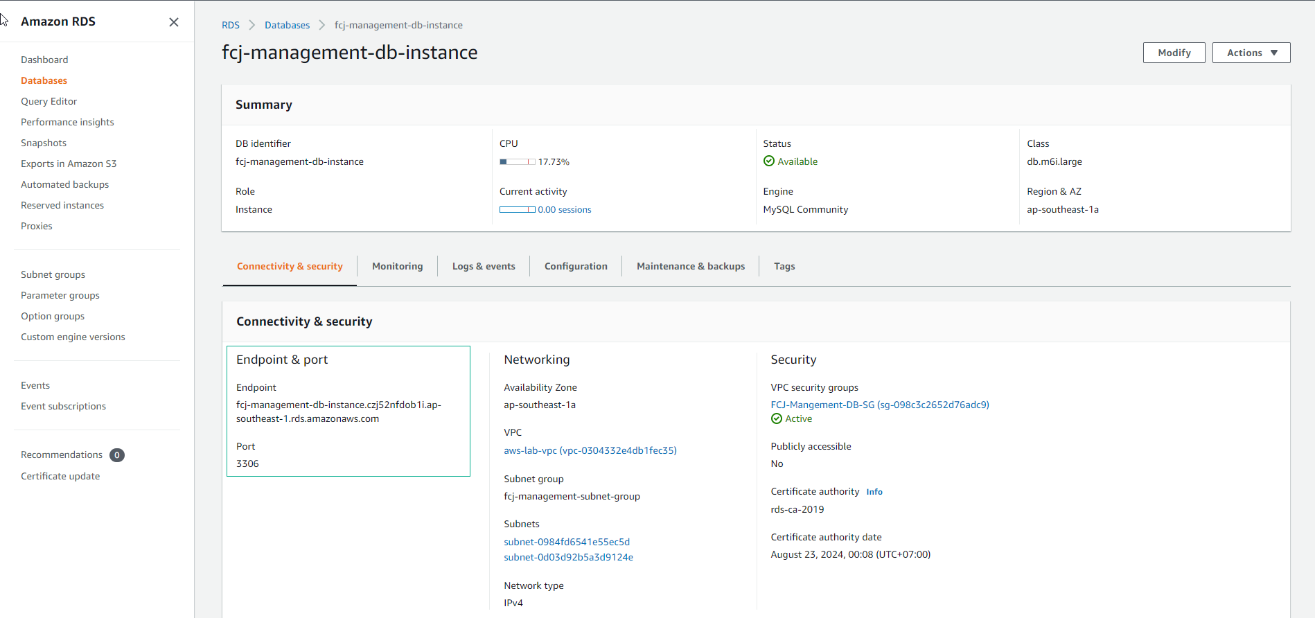 Connect DB instance